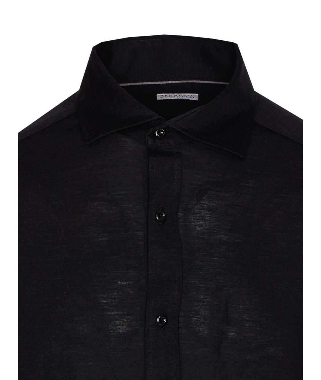 BRUNELLO CUCINELLI Черная хлопковая классическая рубашка, фото 4