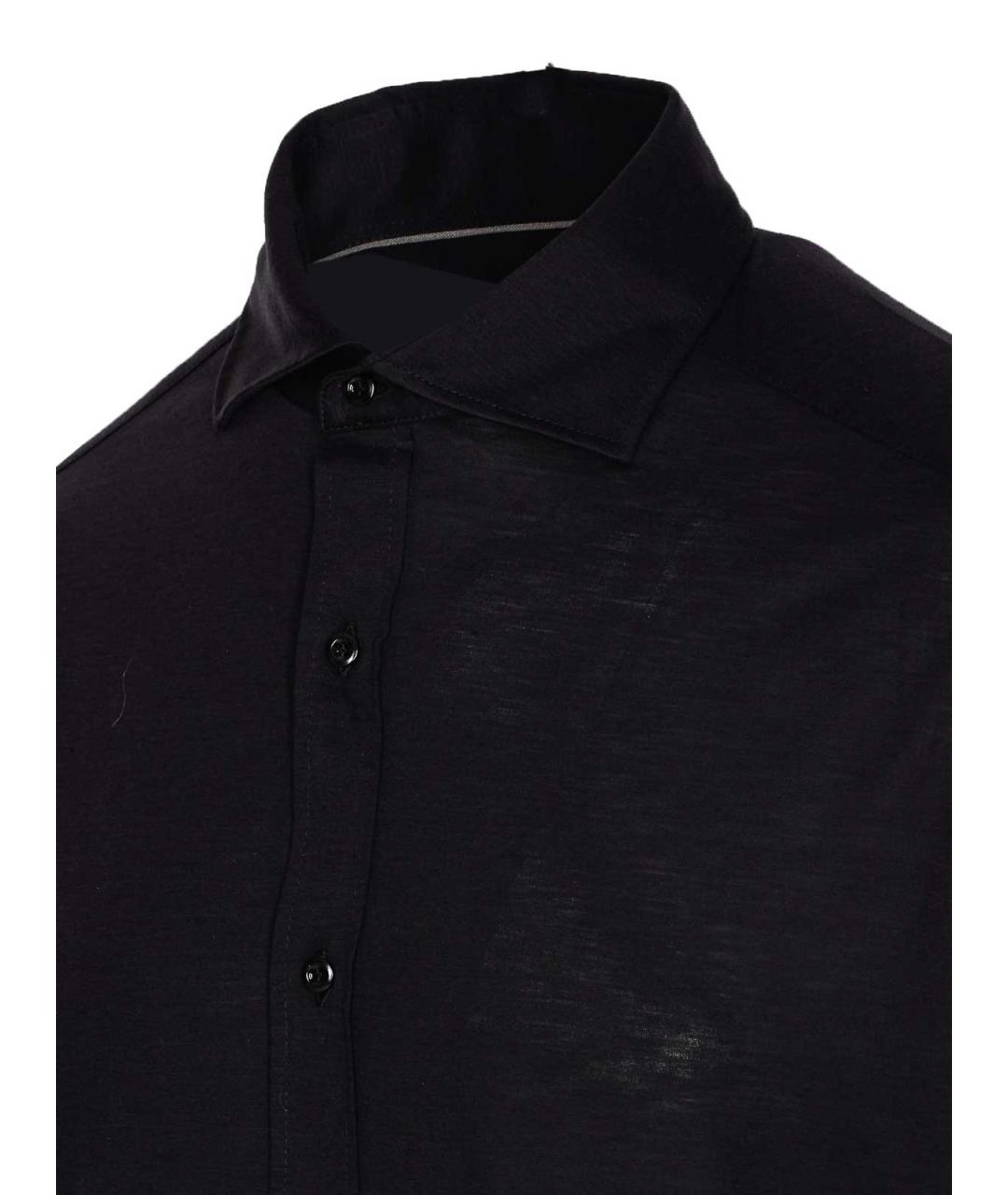 BRUNELLO CUCINELLI Черная хлопковая классическая рубашка, фото 3