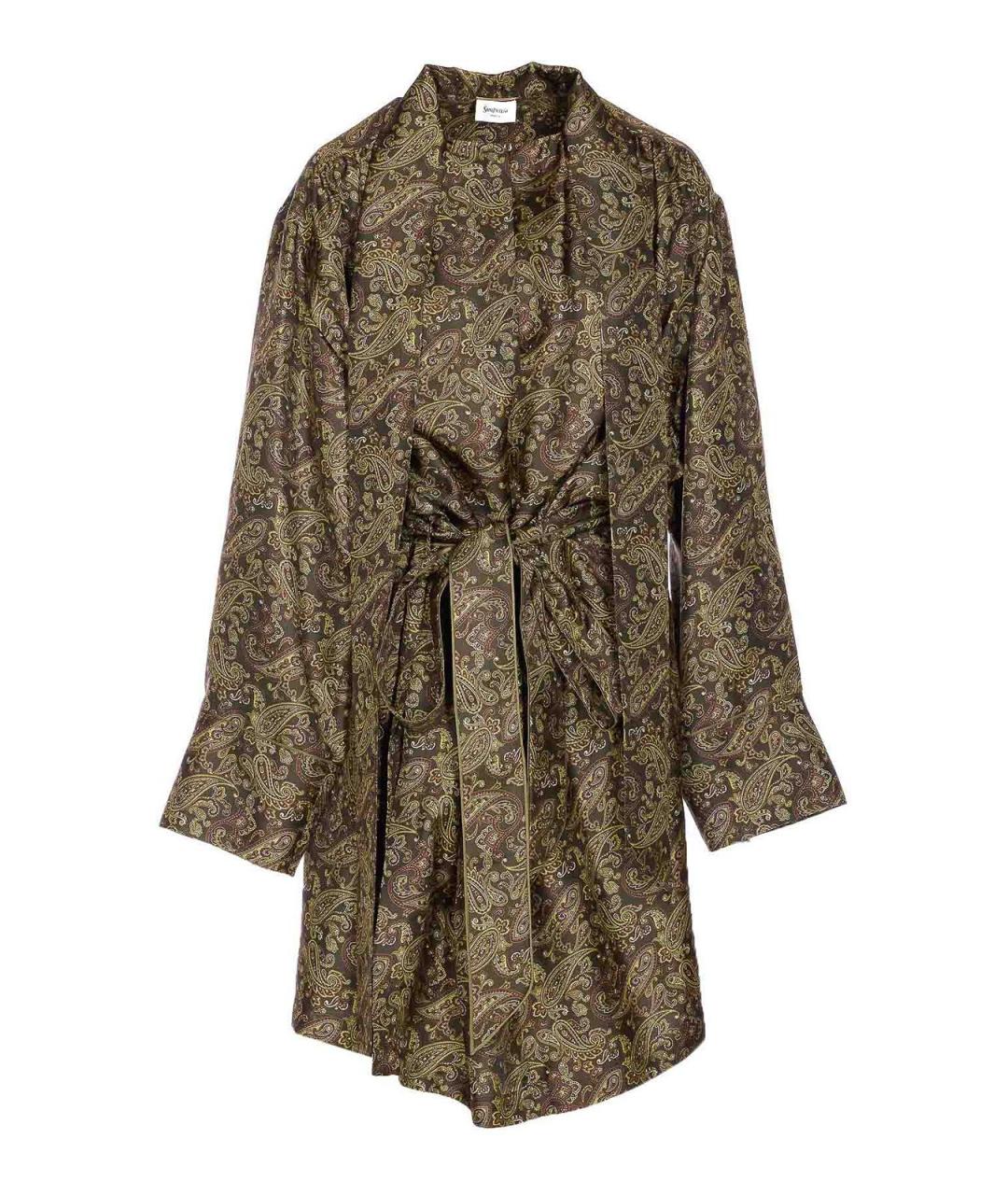 SAINT LAURENT Мульти шелковое повседневное платье, фото 1