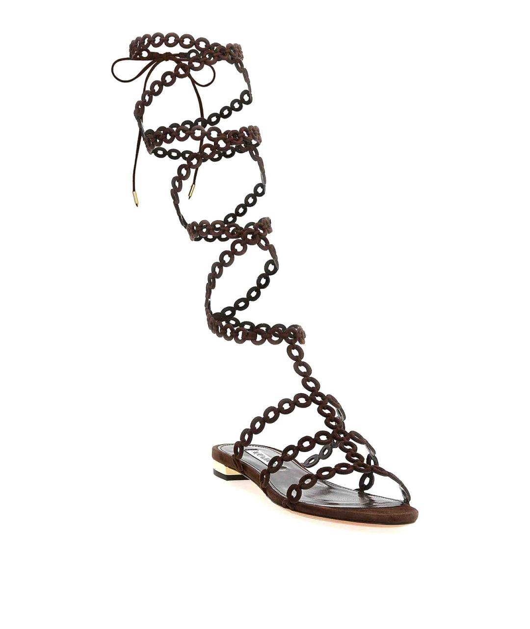 AQUAZZURA Коричневые замшевые сандалии, фото 2