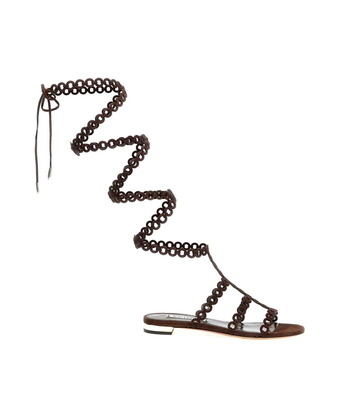 AQUAZZURA Коричневые замшевые сандалии, фото 1