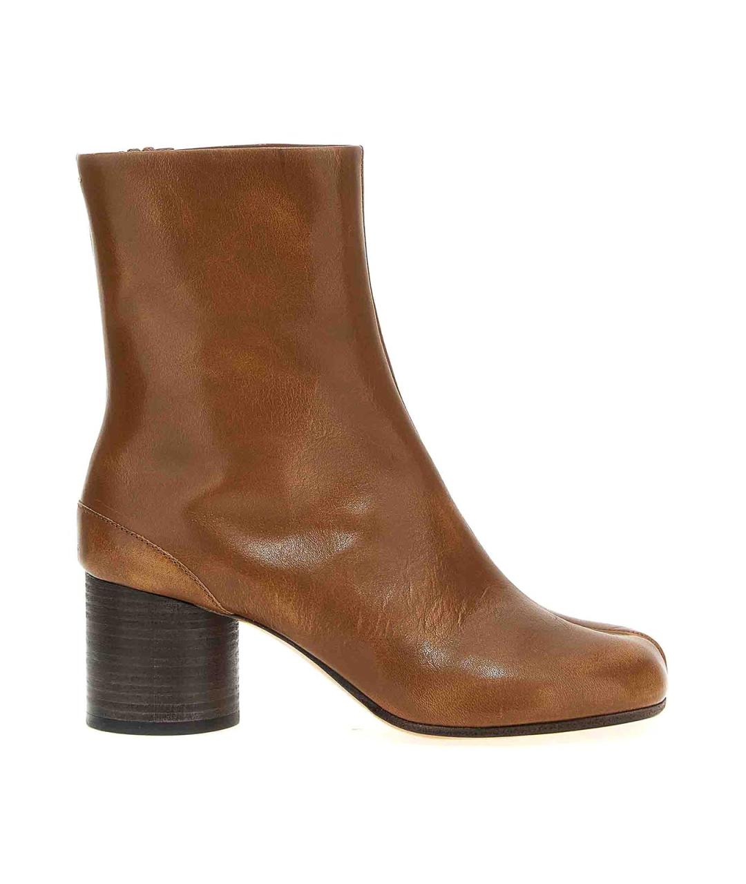MAISON MARGIELA Коричневые кожаные ботильоны, фото 1