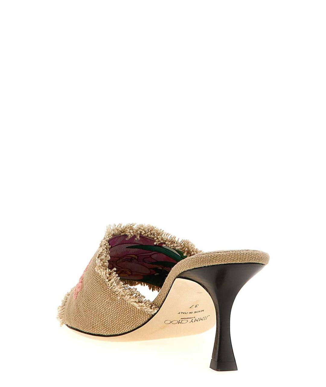 JIMMY CHOO Бежевые текстильные мюли, фото 3