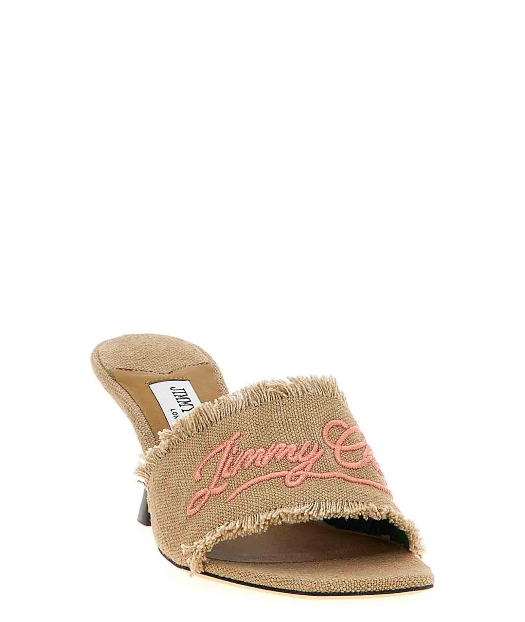 JIMMY CHOO Бежевые текстильные мюли, фото 2