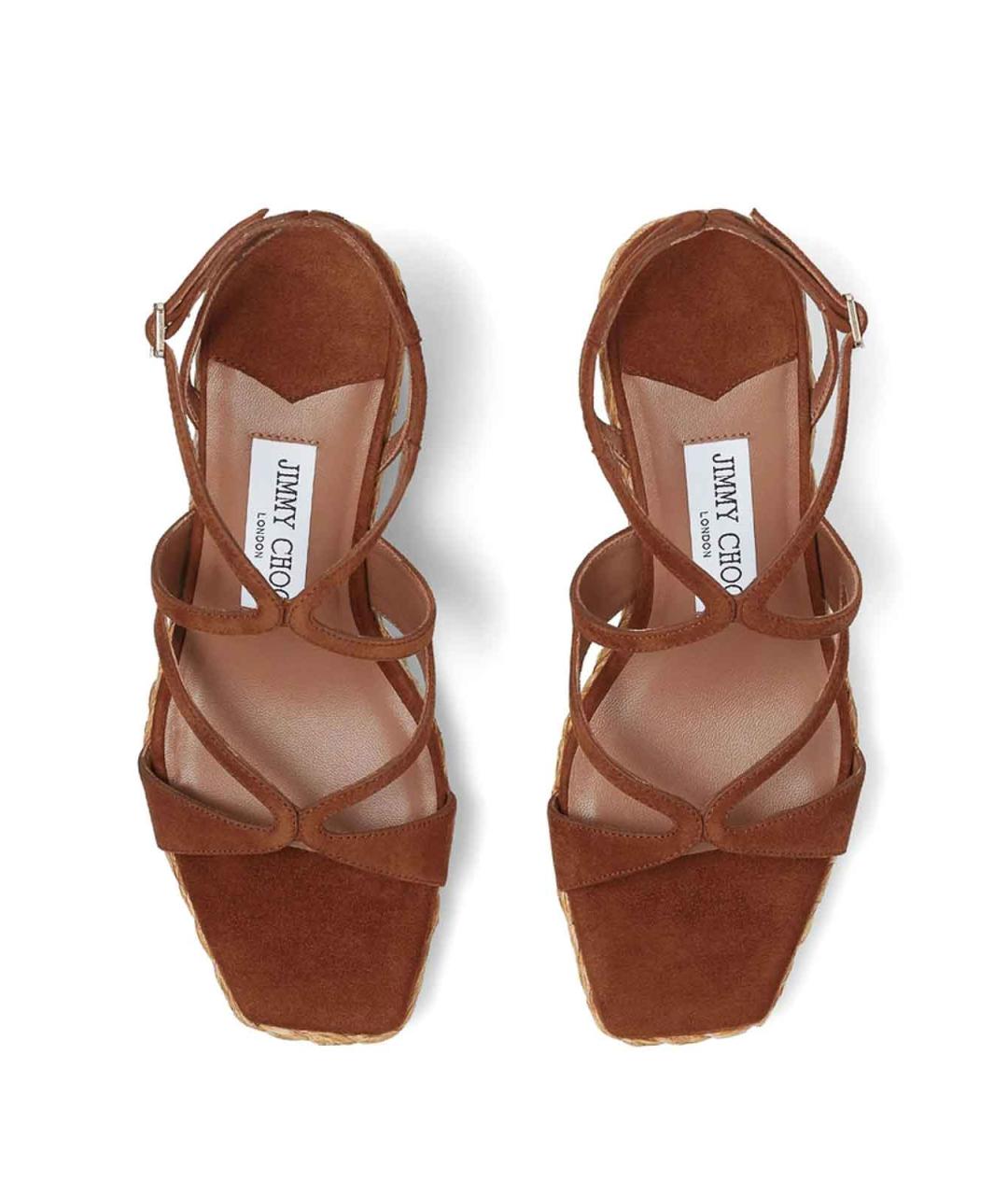 JIMMY CHOO Коричневые замшевые босоножки, фото 3