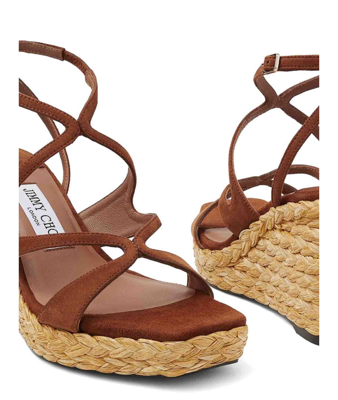 JIMMY CHOO Коричневые замшевые босоножки, фото 4