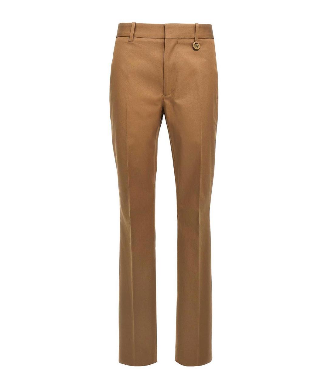 BURBERRY Бежевые хлопковые брюки узкие, фото 1