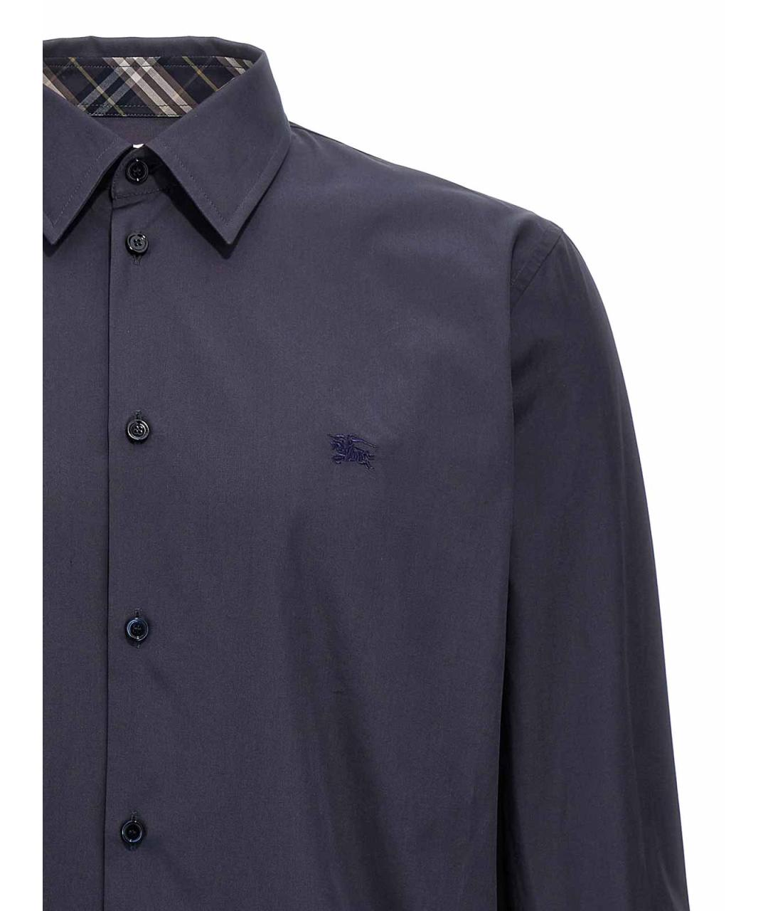 BURBERRY Синяя хлопковая классическая рубашка, фото 3