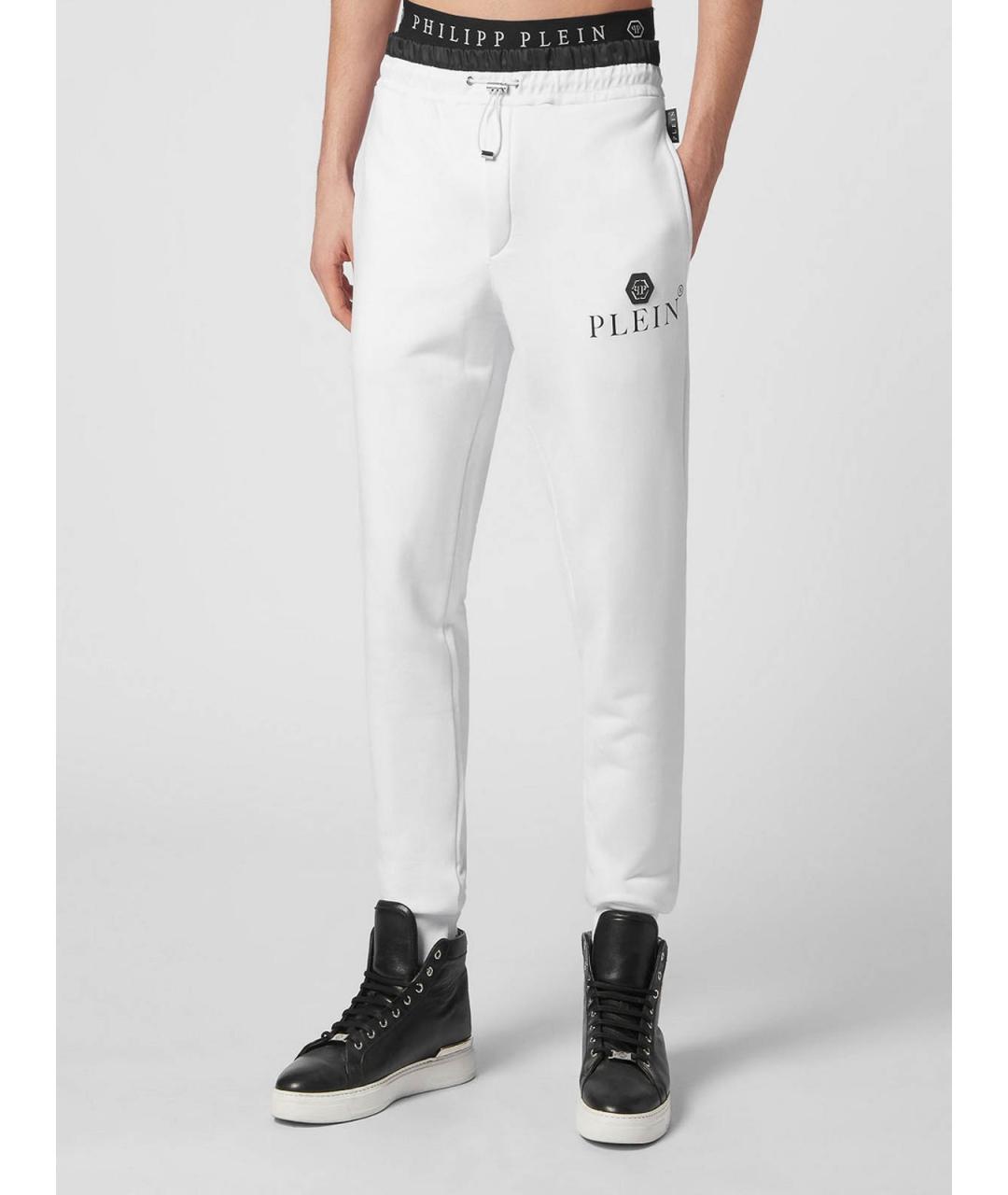 PHILIPP PLEIN Белые хлопковые повседневные брюки, фото 2