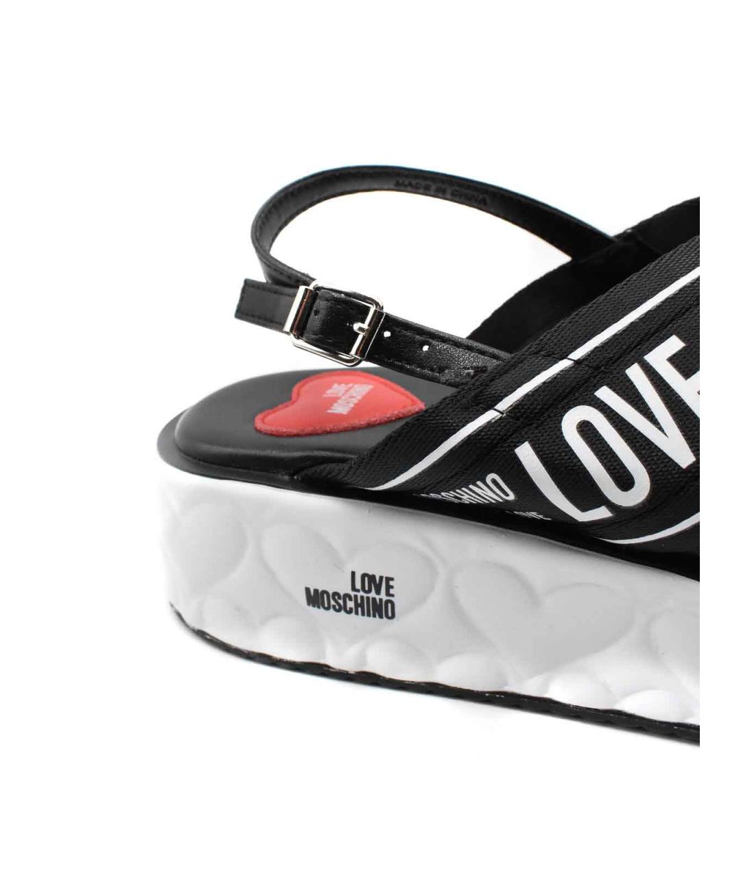 LOVE MOSCHINO Черные кожаные сандалии, фото 3