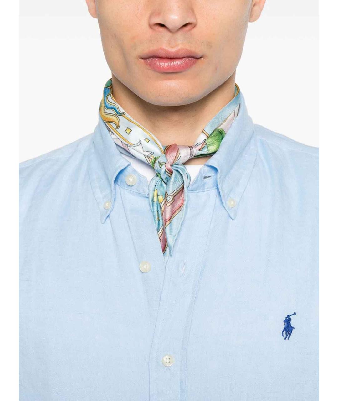 POLO RALPH LAUREN Синяя льняная классическая рубашка, фото 3