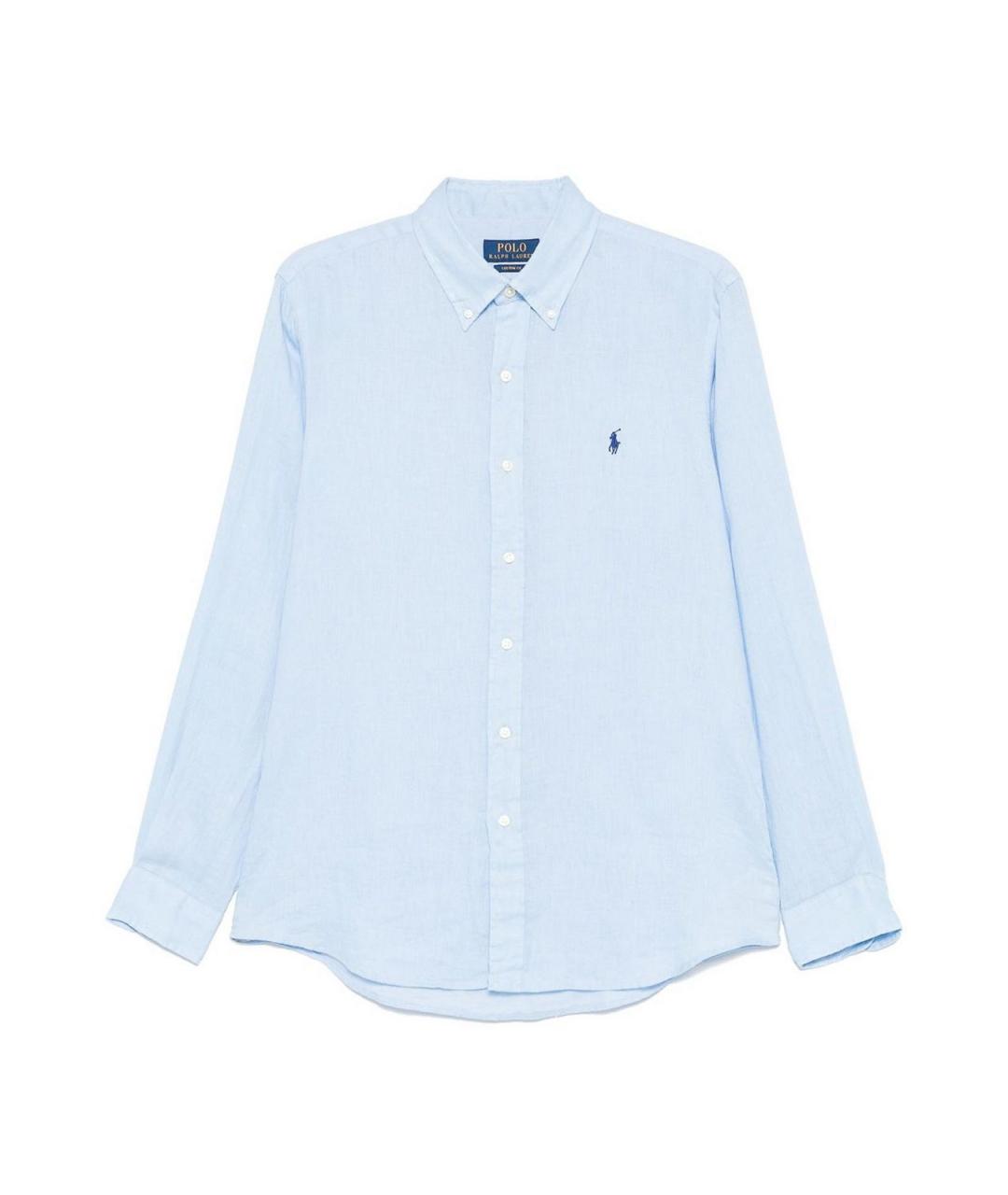 POLO RALPH LAUREN Синяя льняная классическая рубашка, фото 1