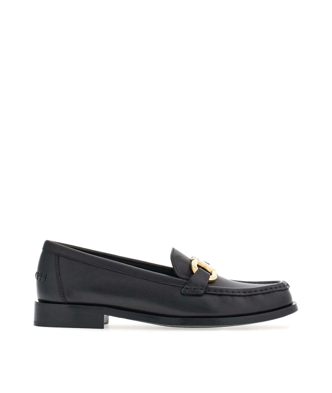 FERRAGAMO Черные кожаные лоферы, фото 1