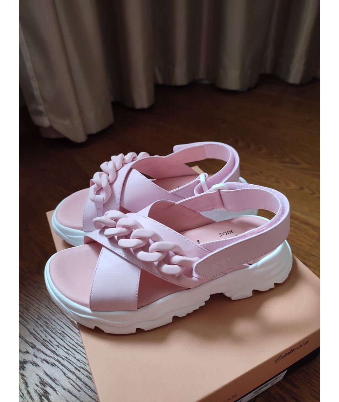 Nº21 KIDS Розовые кожаные сандалии, фото 9