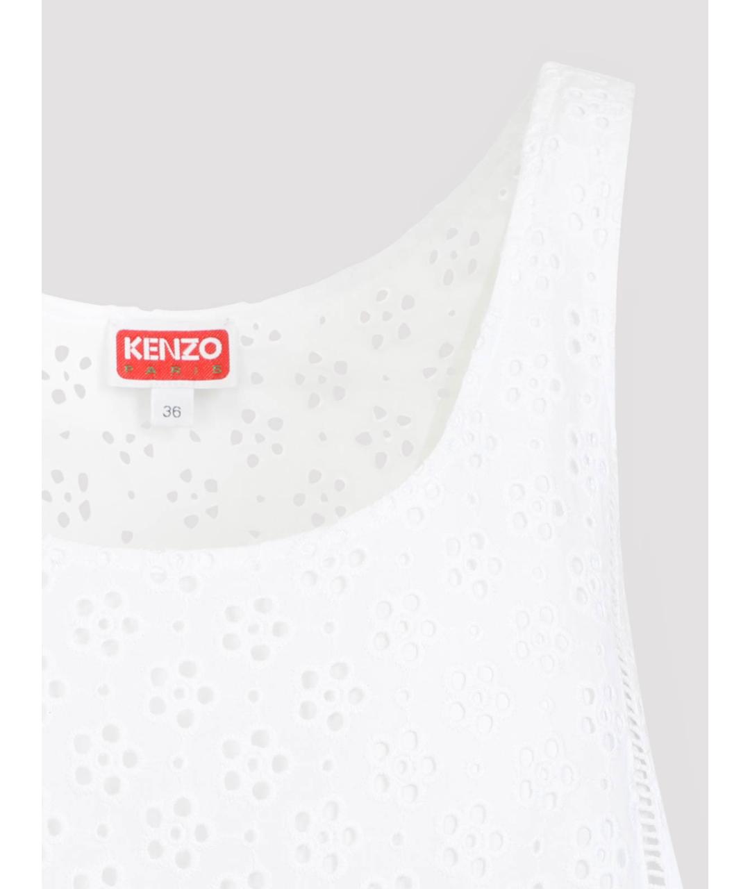 KENZO Белое хлопковое повседневное платье, фото 4