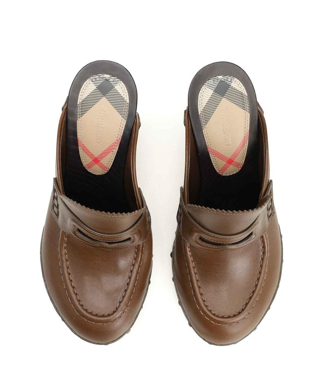BURBERRY Зеленые кожаные сабо, фото 5