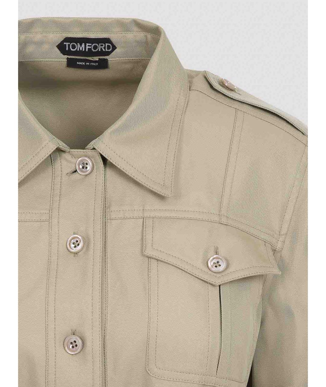 TOM FORD Бежевое хлопковое повседневное платье, фото 3