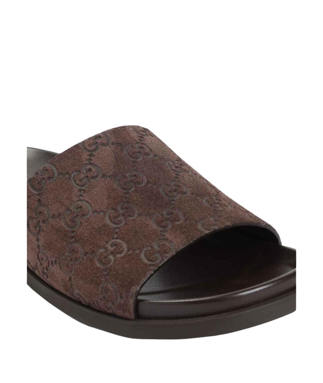 GUCCI Коричневые замшевые сандалии, фото 4
