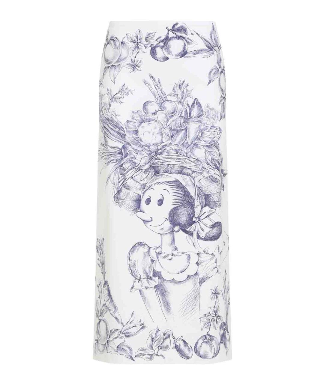 MOSCHINO Белая хлопковая юбка миди, фото 1