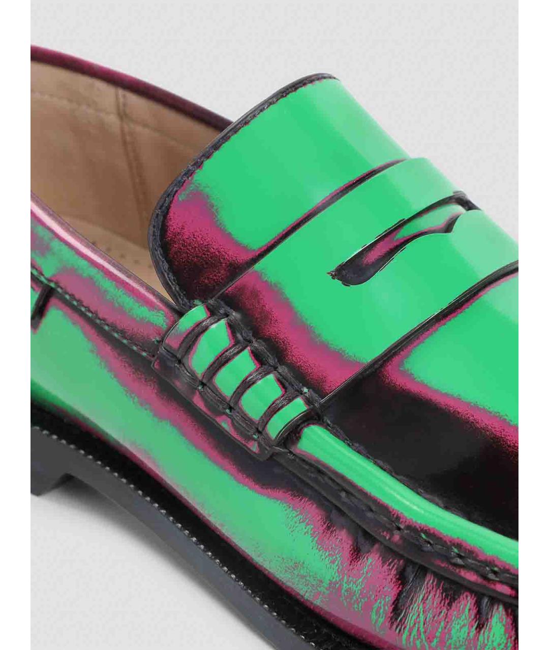 LOEWE Зеленые кожаные лоферы, фото 4
