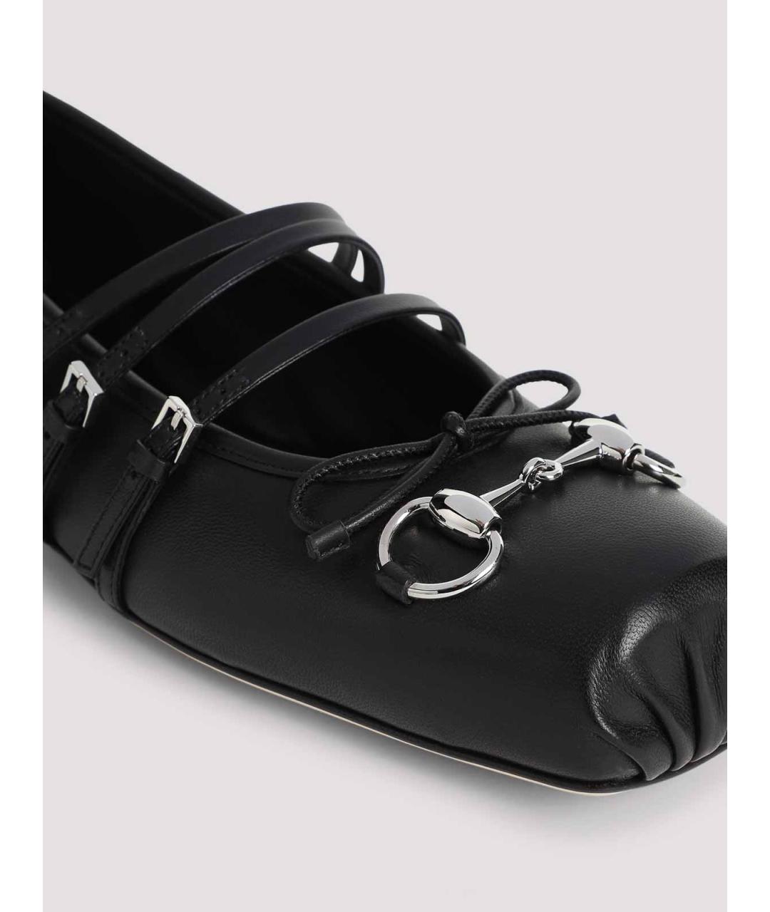 GUCCI Черные кожаные балетки, фото 4