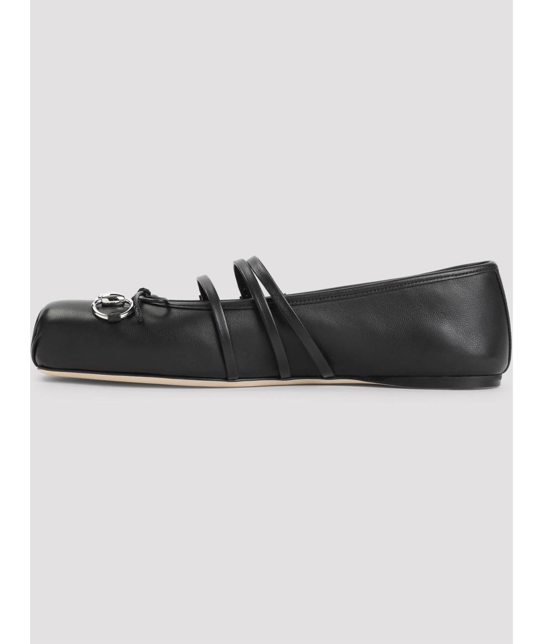 GUCCI Черные кожаные балетки, фото 2
