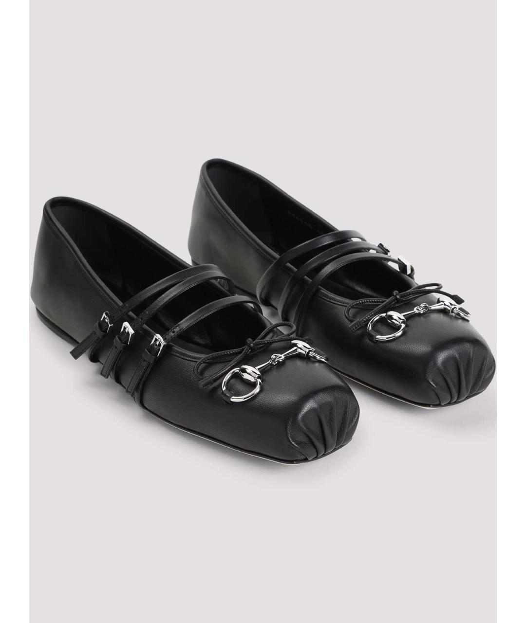 GUCCI Черные кожаные балетки, фото 3