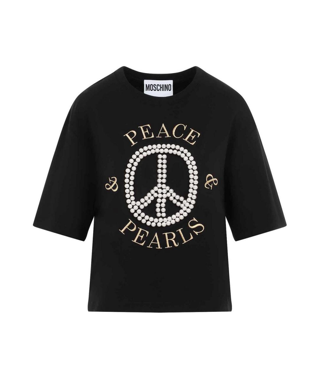 MOSCHINO Черная хлопковая футболка, фото 1