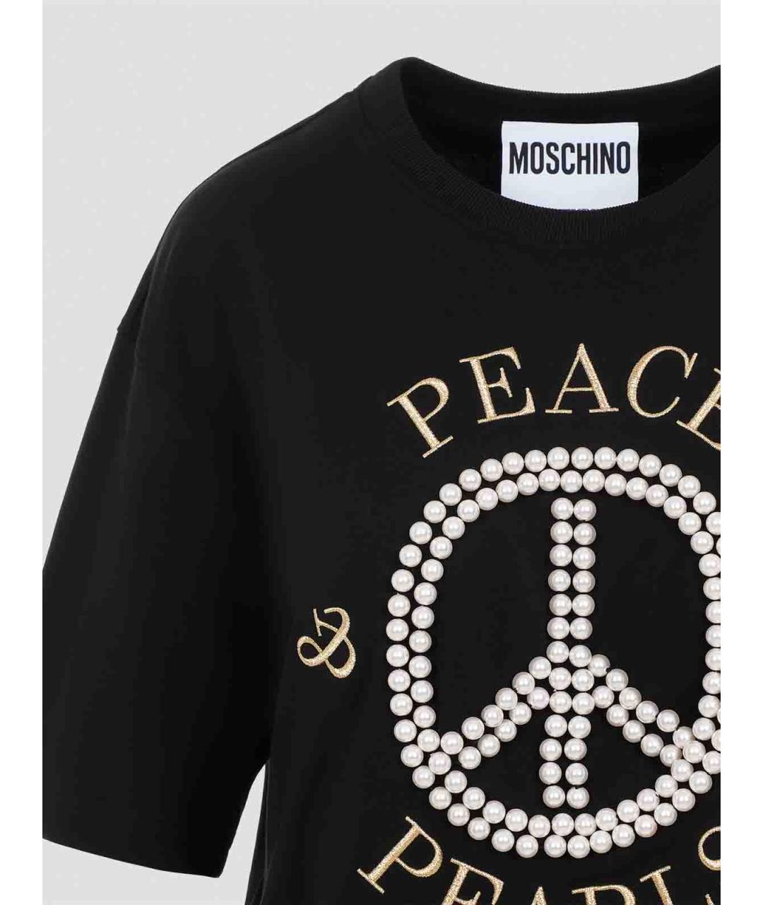 MOSCHINO Черная хлопковая футболка, фото 3