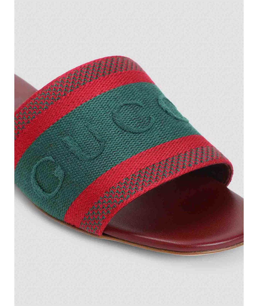 GUCCI Зеленые текстильные шлепанцы, фото 4