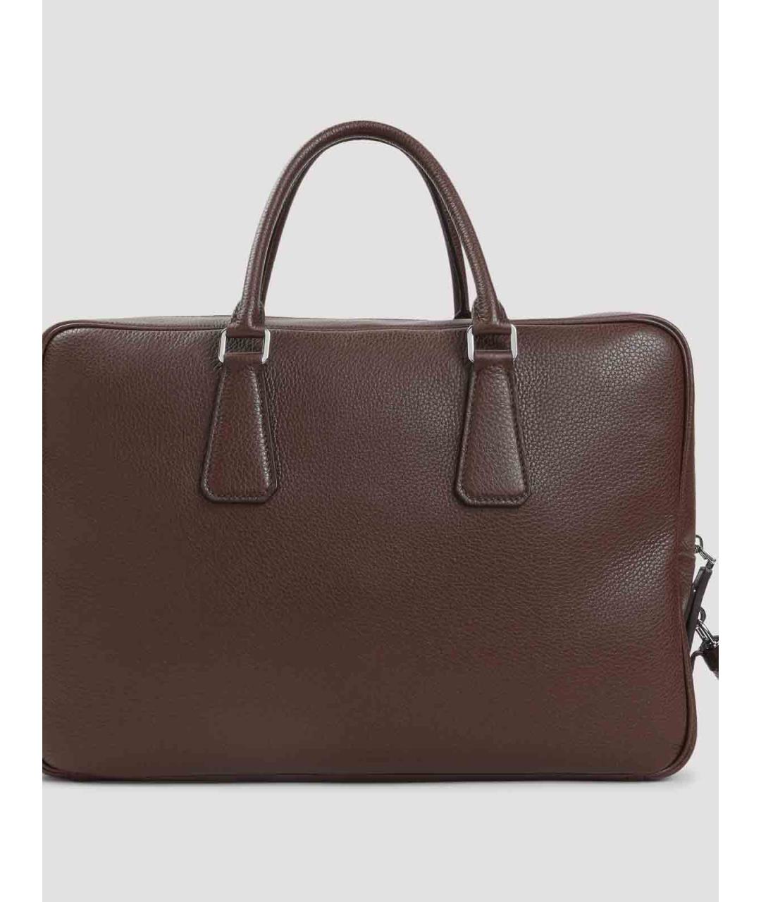 PRADA Коричневый кожаный портфель, фото 3