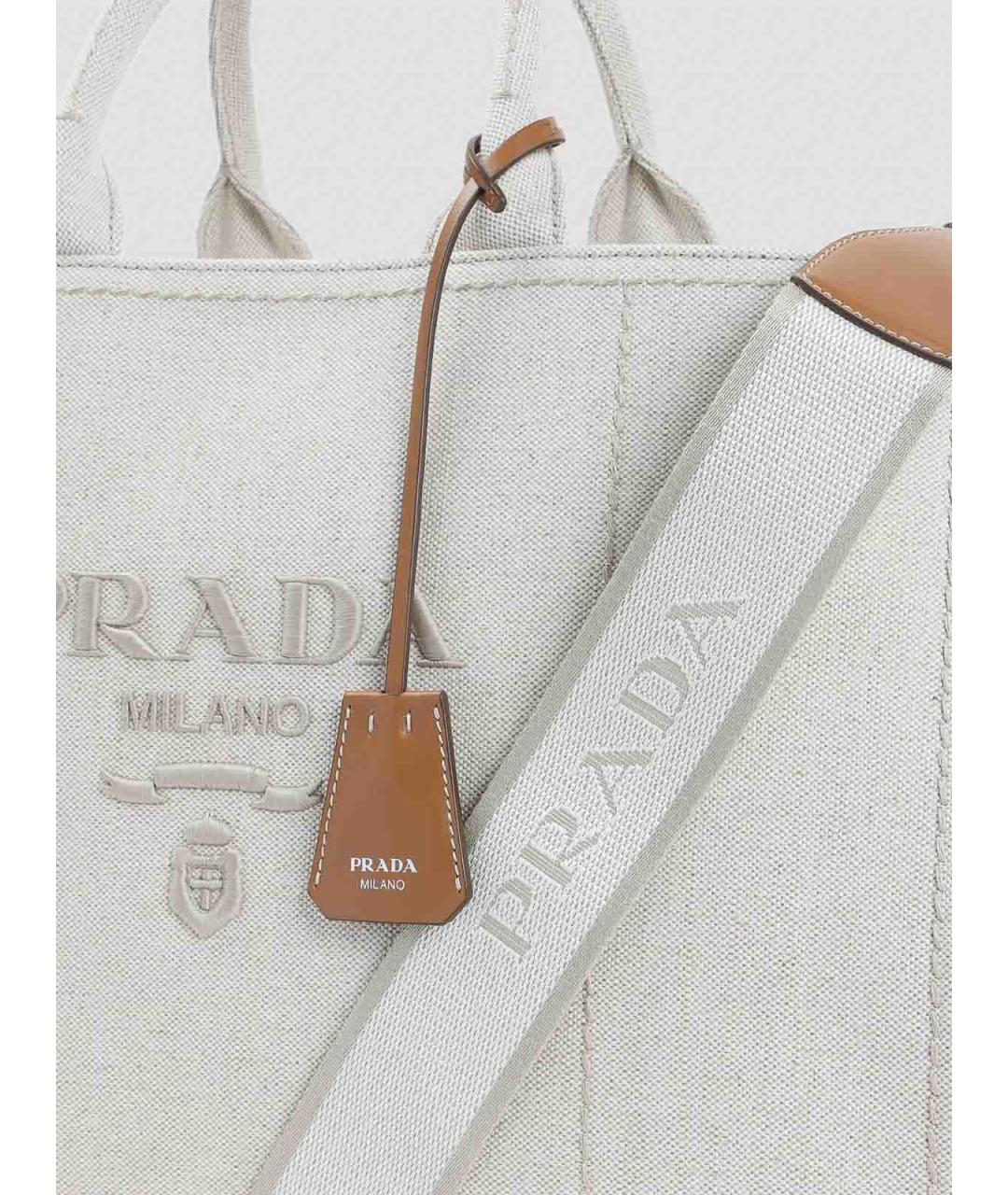 PRADA Бежевая хлопковая сумка тоут, фото 3