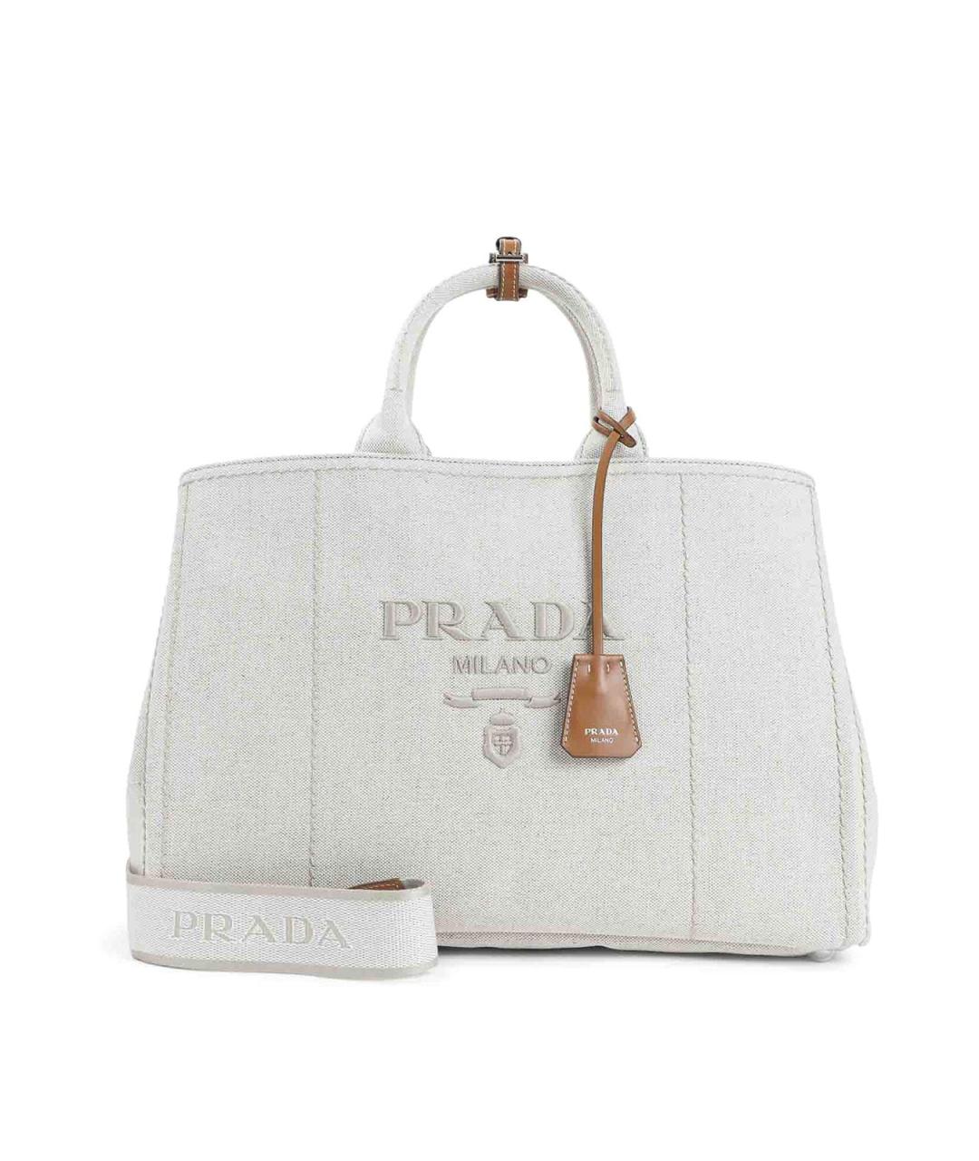 PRADA Бежевая хлопковая сумка тоут, фото 1