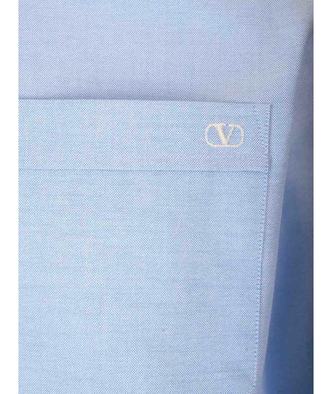 VALENTINO Голубая хлопковая классическая рубашка, фото 4