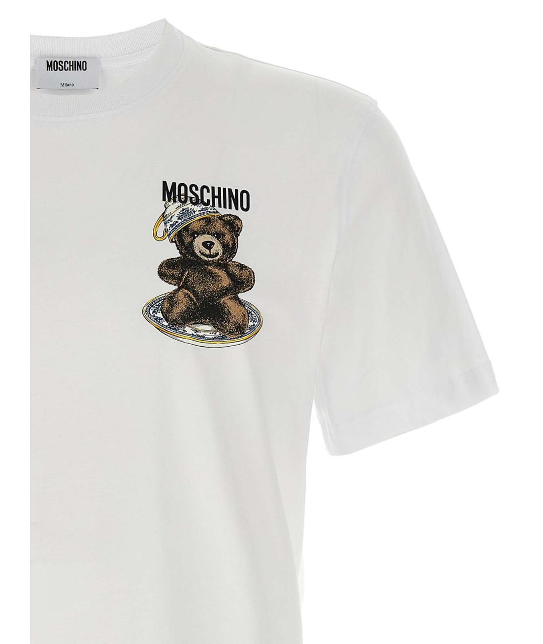 MOSCHINO Белая хлопковая футболка, фото 3