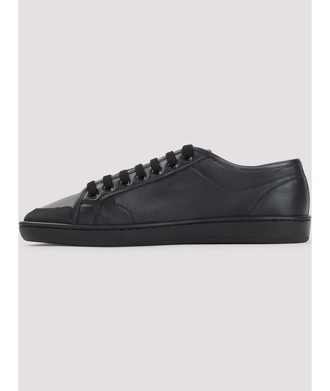 SAINT LAURENT Черные кожаные низкие кроссовки / кеды, фото 3