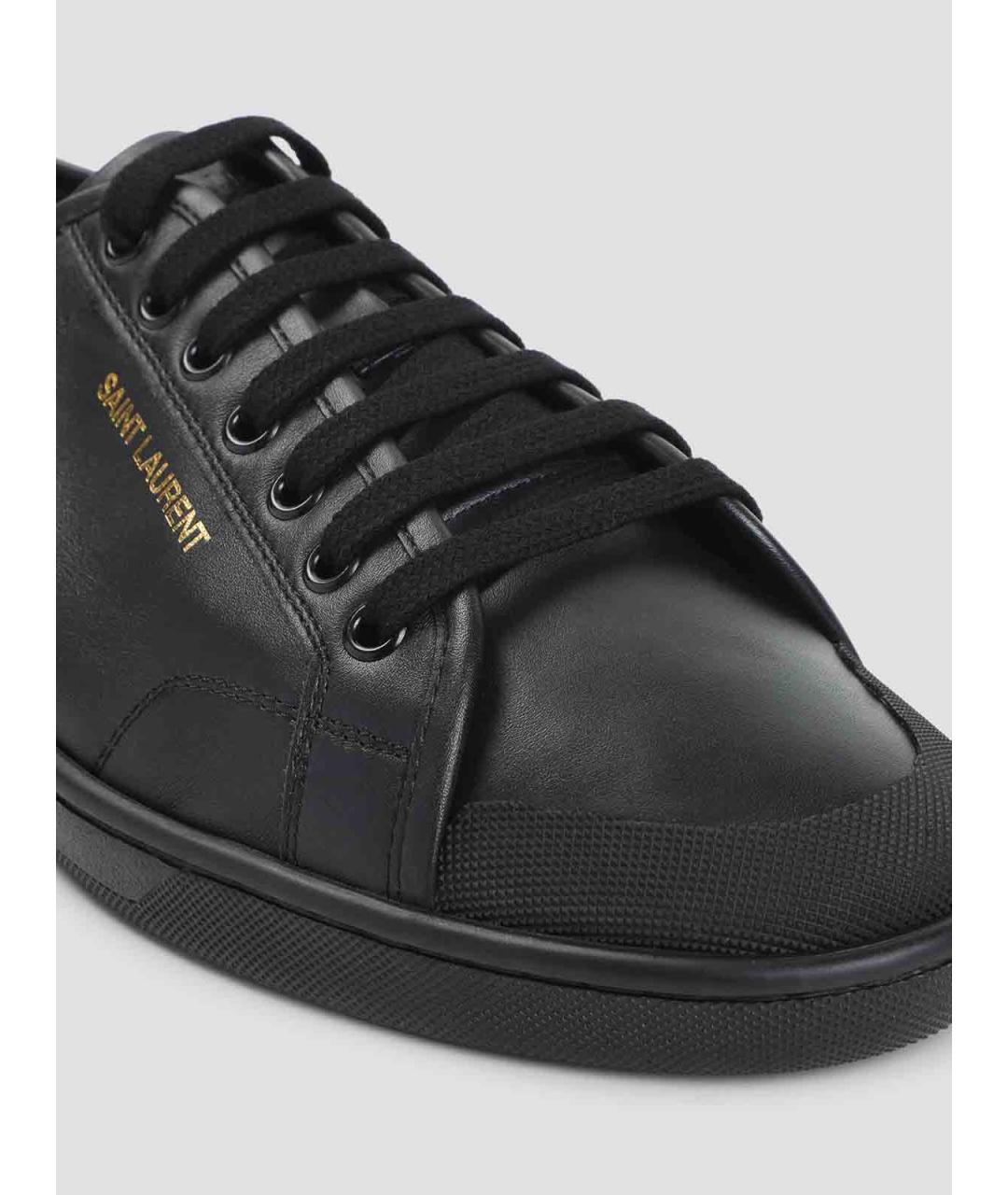 SAINT LAURENT Черные кожаные низкие кроссовки / кеды, фото 4