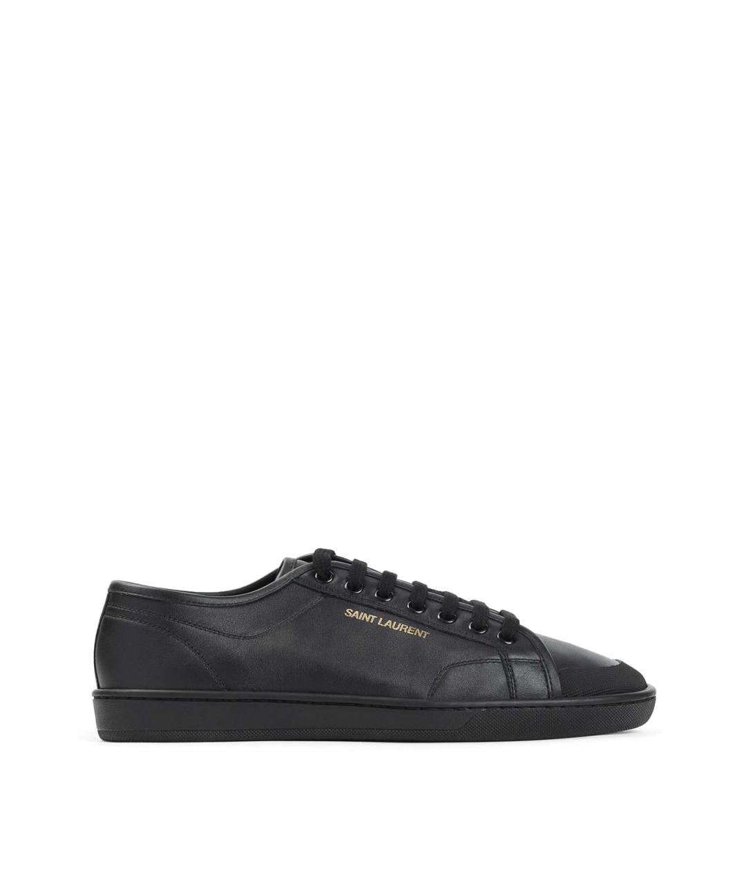 SAINT LAURENT Черные кожаные низкие кроссовки / кеды, фото 1