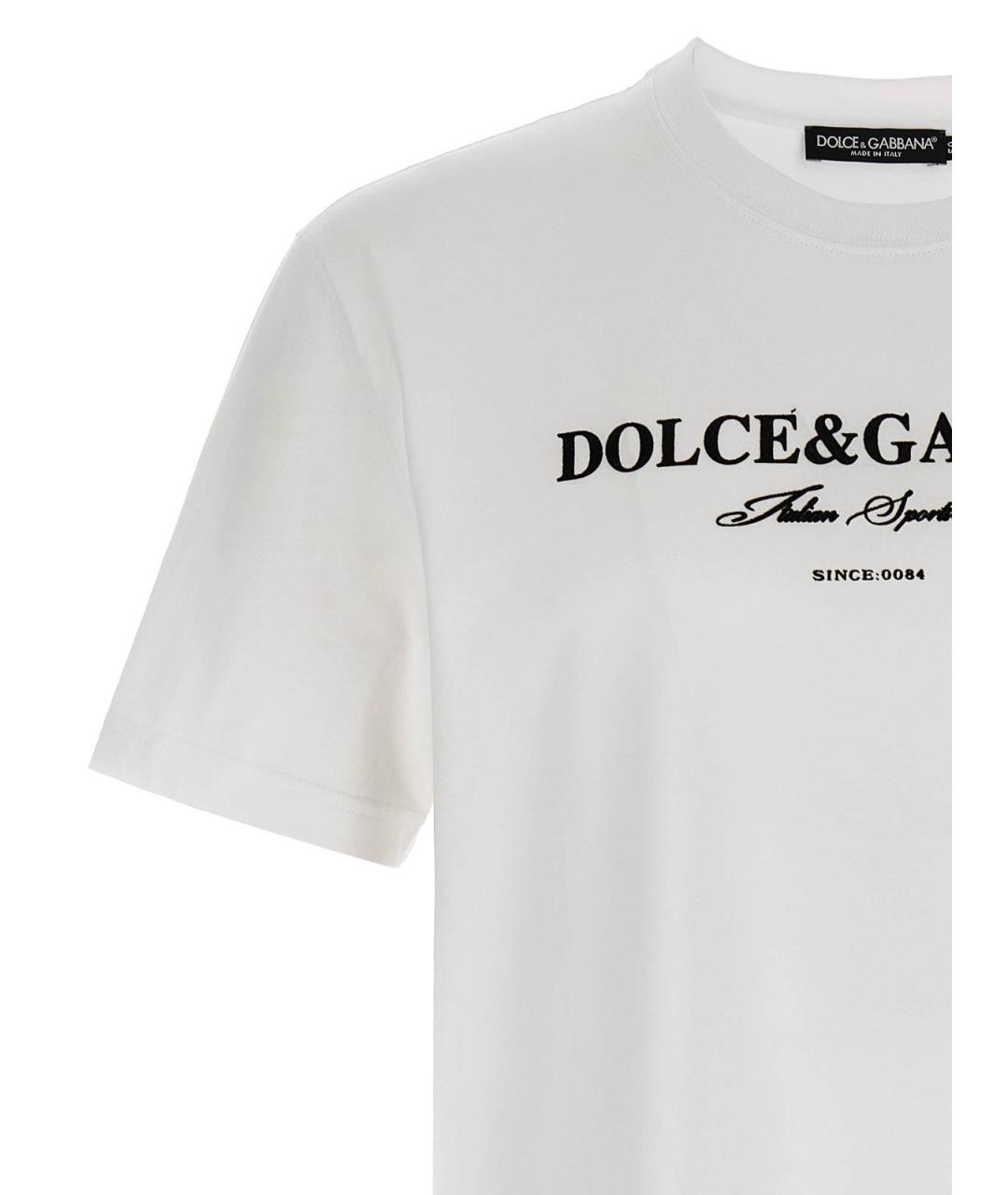 DOLCE&GABBANA Белая хлопковая футболка, фото 3