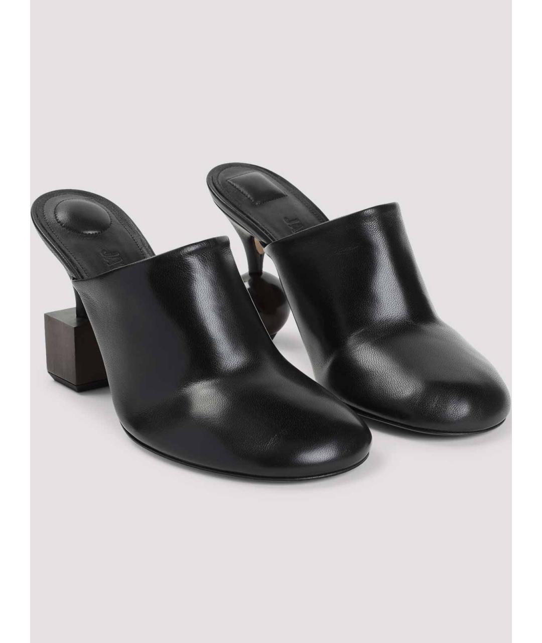 JACQUEMUS Черные кожаные сабо, фото 2