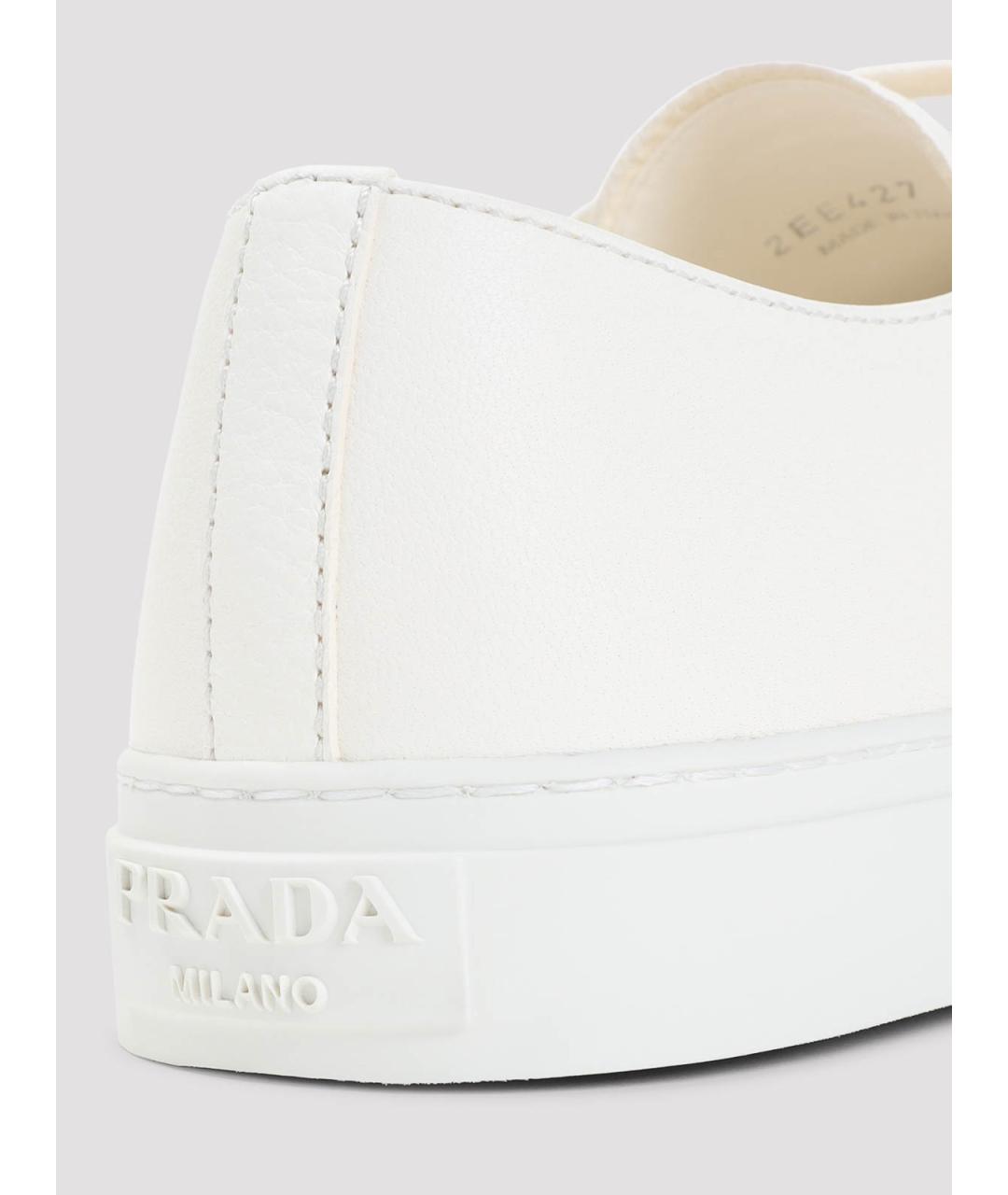 PRADA Бежевые кожаные низкие кроссовки / кеды, фото 5
