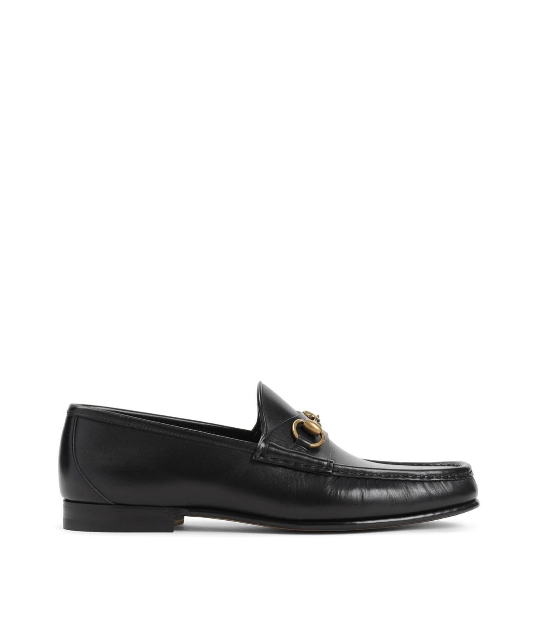 GUCCI Черные кожаные лоферы, фото 1