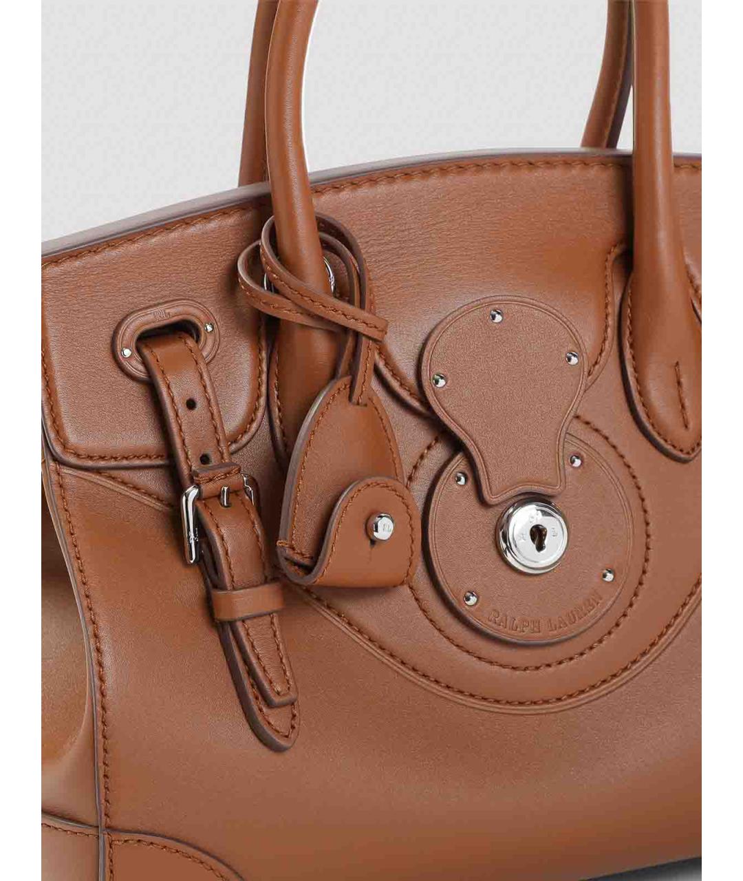 RALPH LAUREN Коричневая кожаная сумка тоут, фото 3