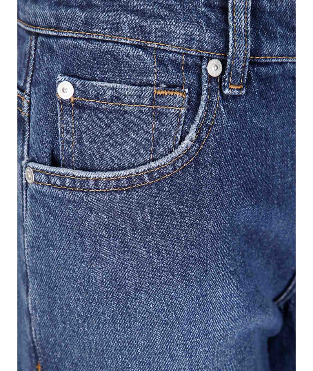 7 FOR ALL MANKIND Синие хлопковые прямые джинсы, фото 3