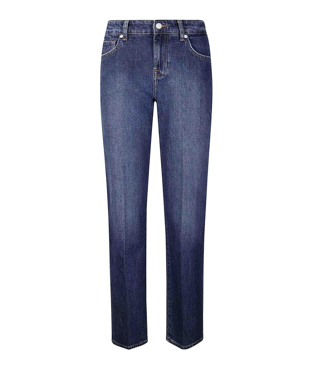 7 FOR ALL MANKIND Синие хлопковые прямые джинсы, фото 1