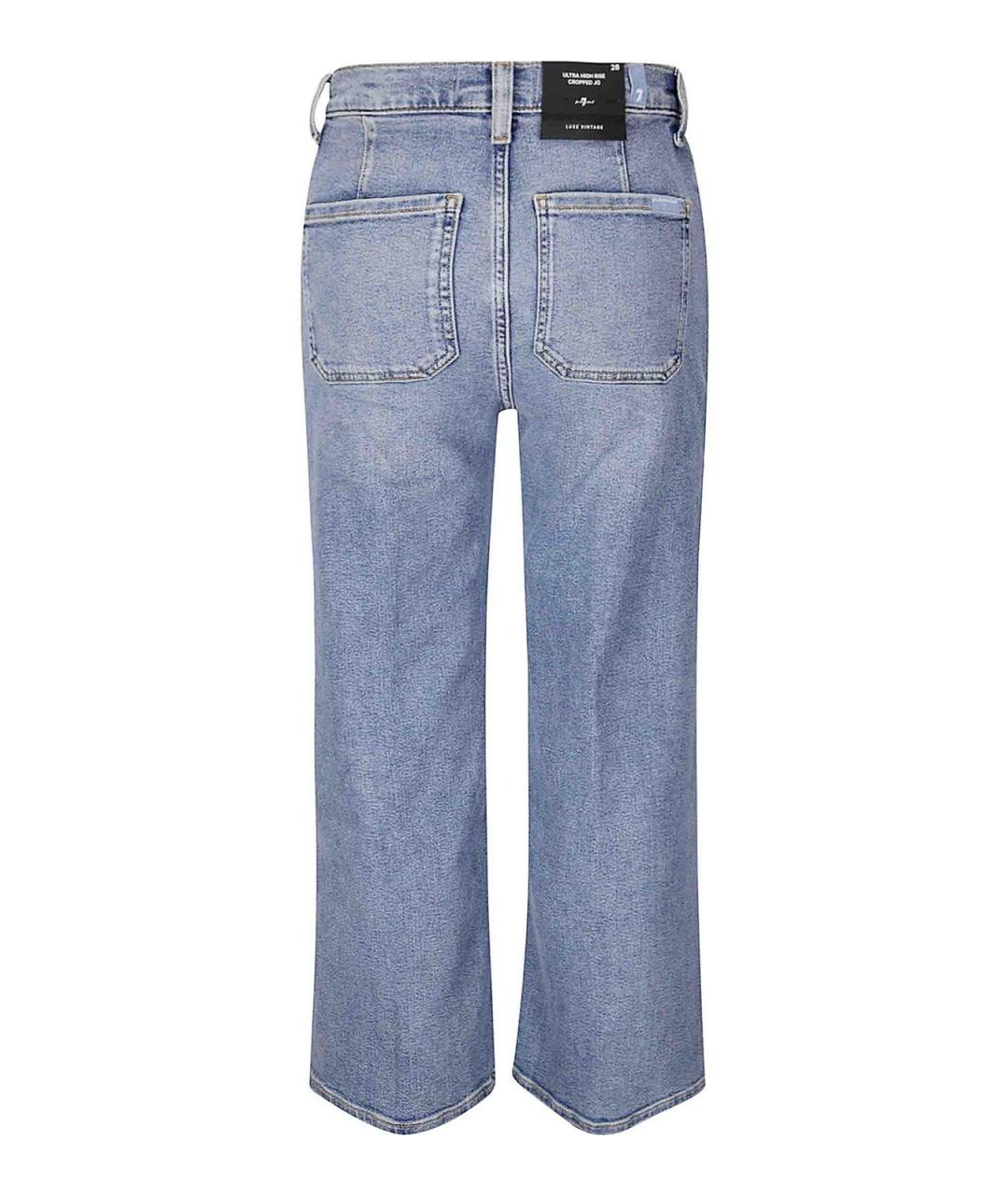 7 FOR ALL MANKIND Голубые хлопковые прямые джинсы, фото 2
