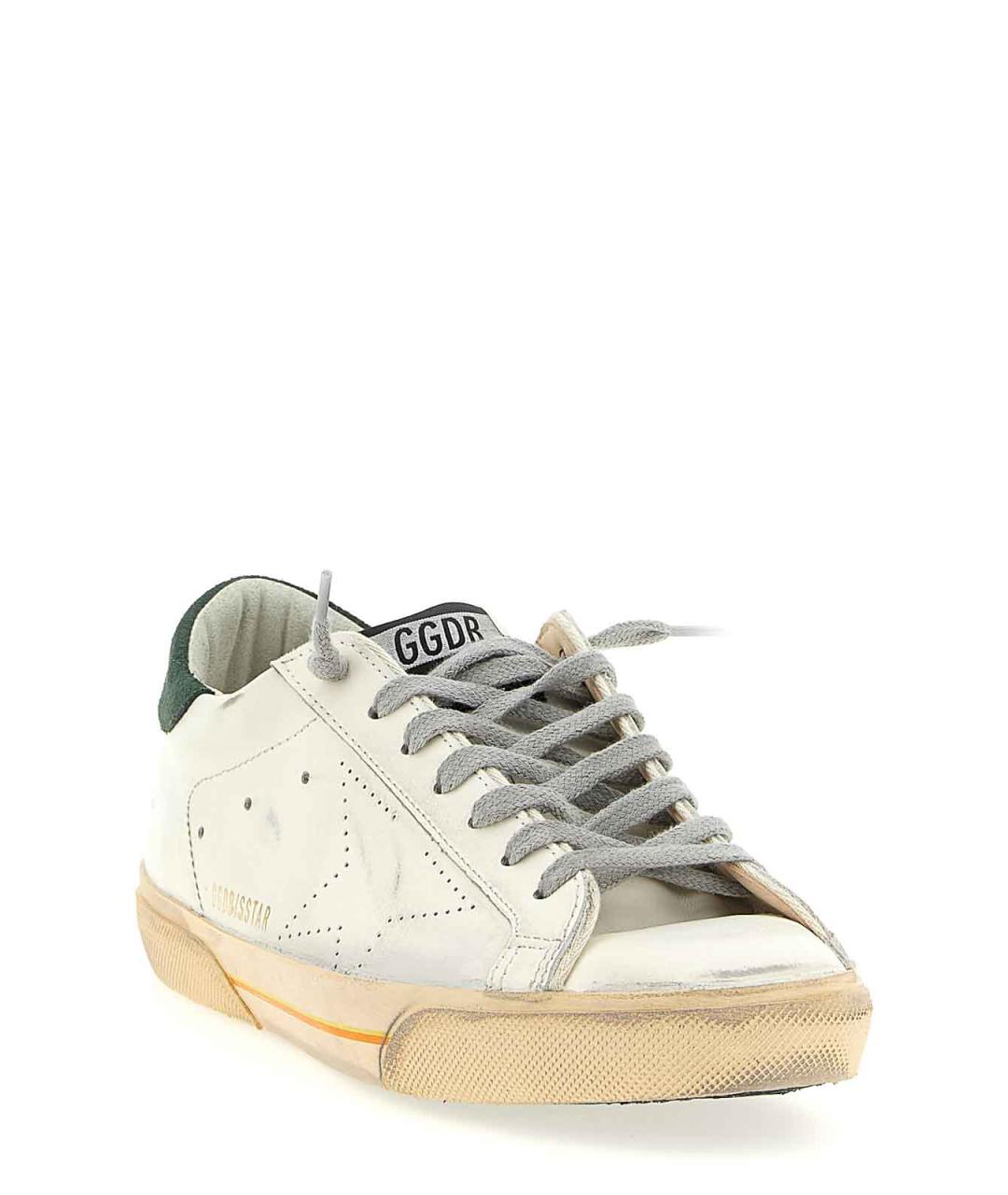 GOLDEN GOOSE Зеленые кожаные низкие кроссовки / кеды, фото 2