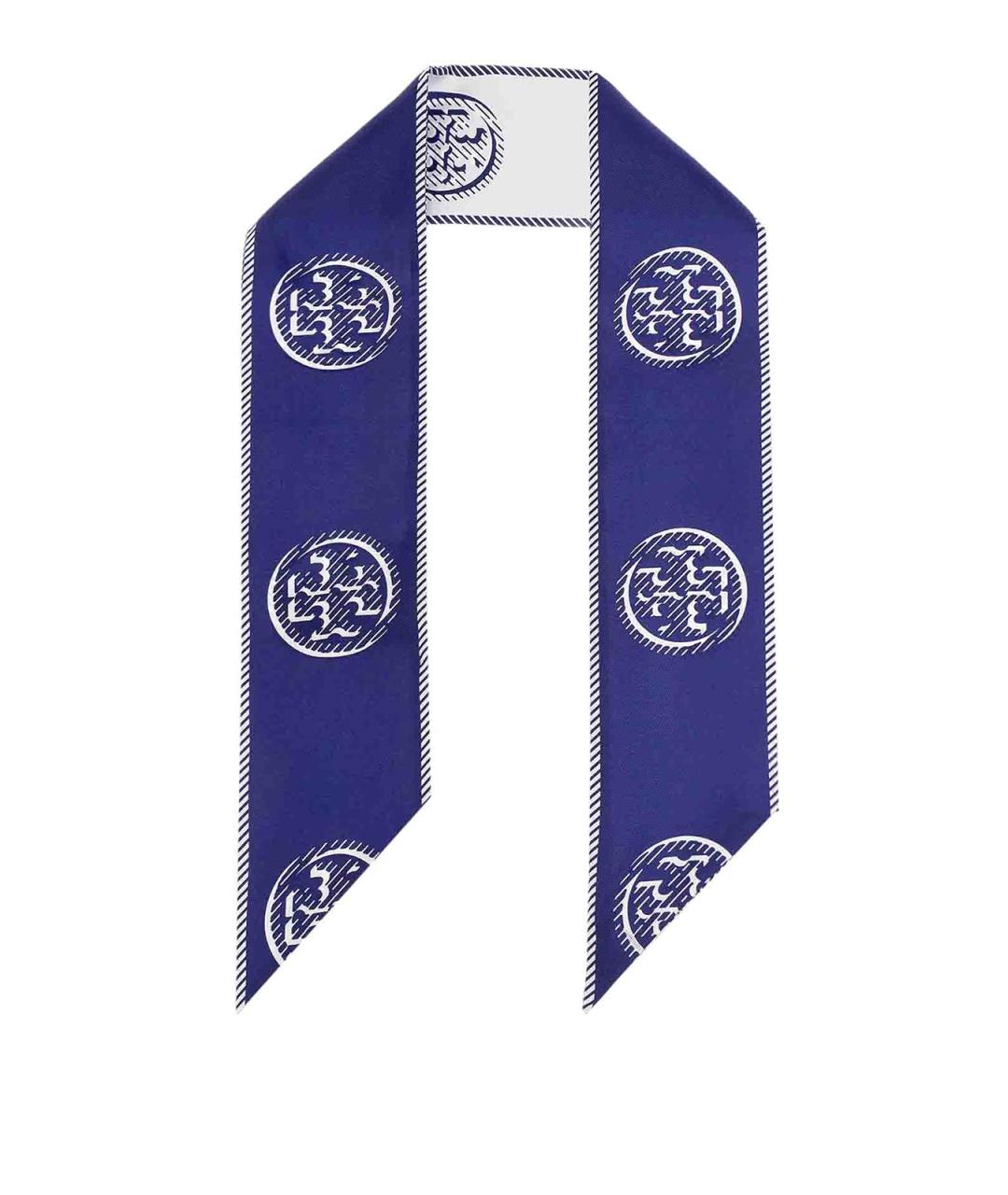 TORY BURCH Синий шелковый шарф, фото 1