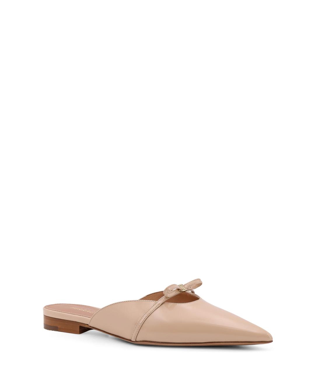 FERRAGAMO Бежевые кожаные мюли, фото 2