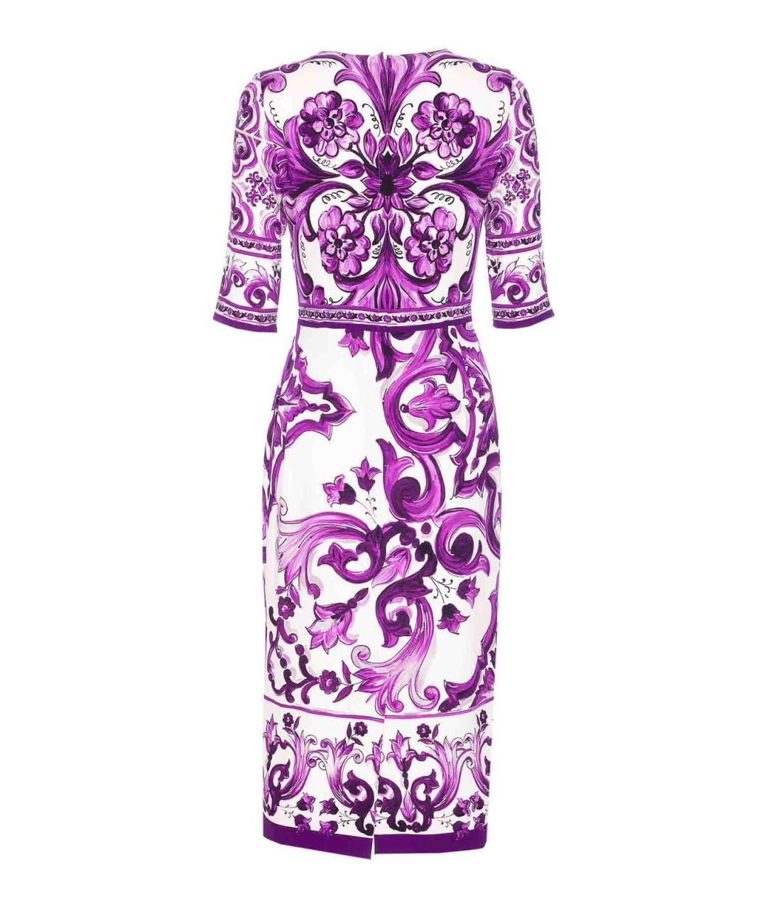 DOLCE&GABBANA Фиолетовое шелковое повседневное платье, фото 2